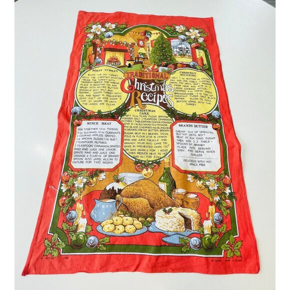 Vintage Vista tea towel, Christmas recipes towel, 100% cotton vintage dishcloth - Picture 2 of 9